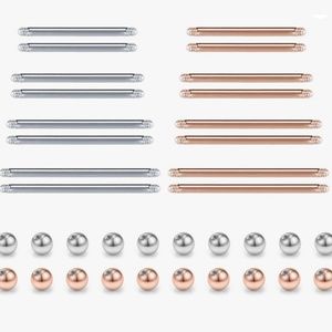 50Pcs Tongue Rings Surgical Steel 14G 16mm Straight Barbell Piercing Gold Silver